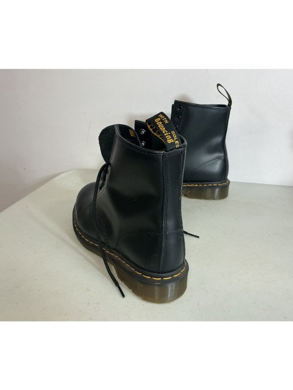 Doc Martens Combat Boots Black Leather Mens 10.5 New - Picture 4 of 9